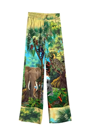 Silk Pants In Jungle Print