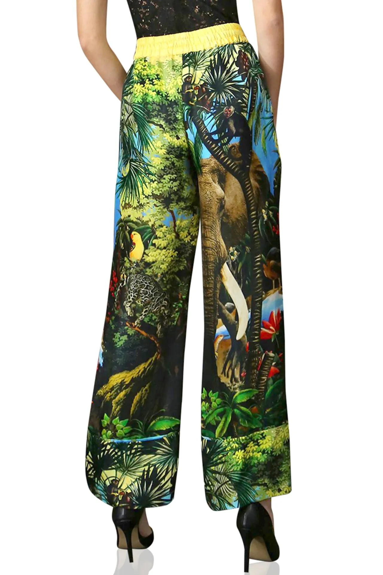 Silk Pants In Jungle Print