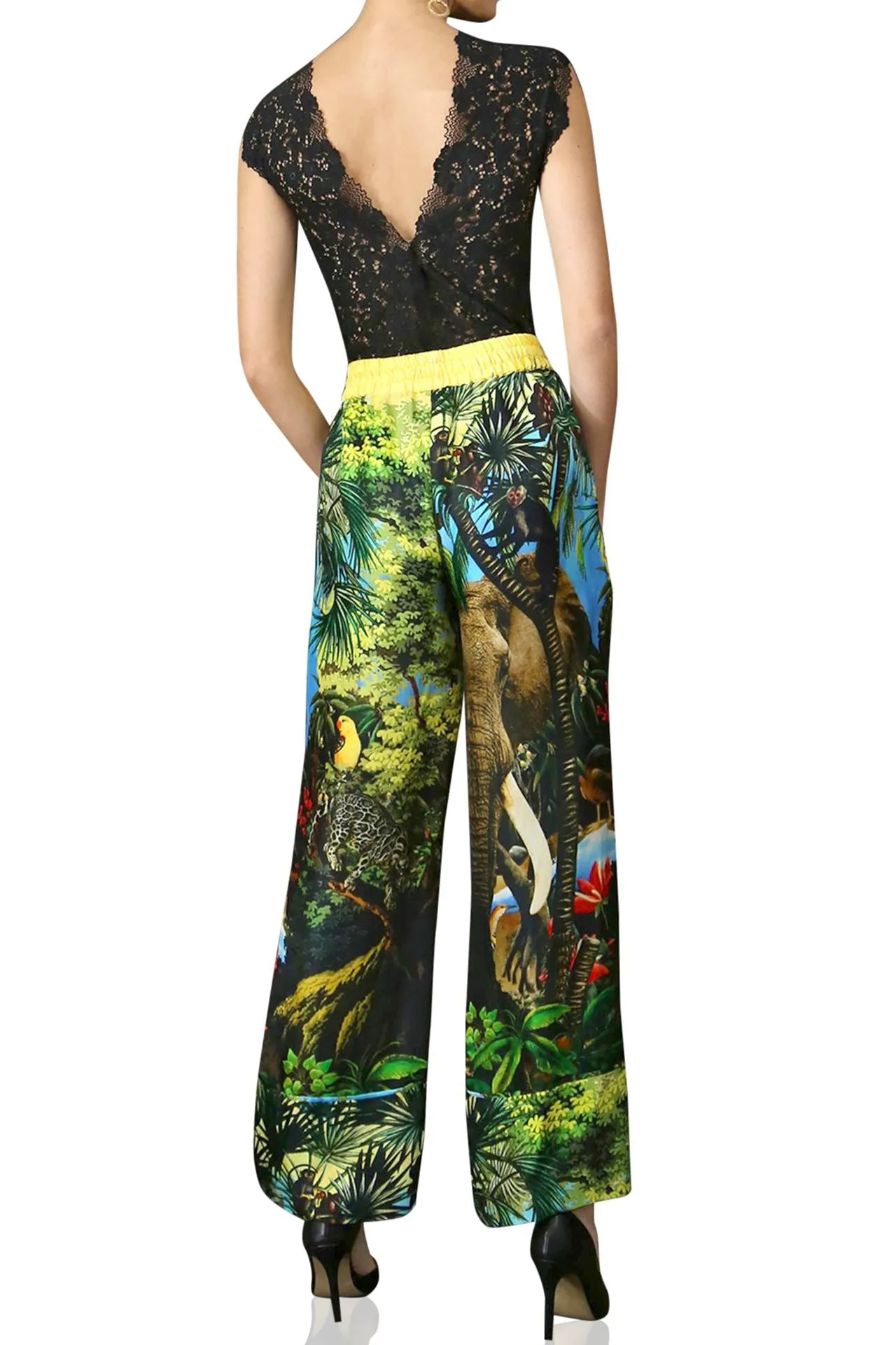 Silk Pants In Jungle Print