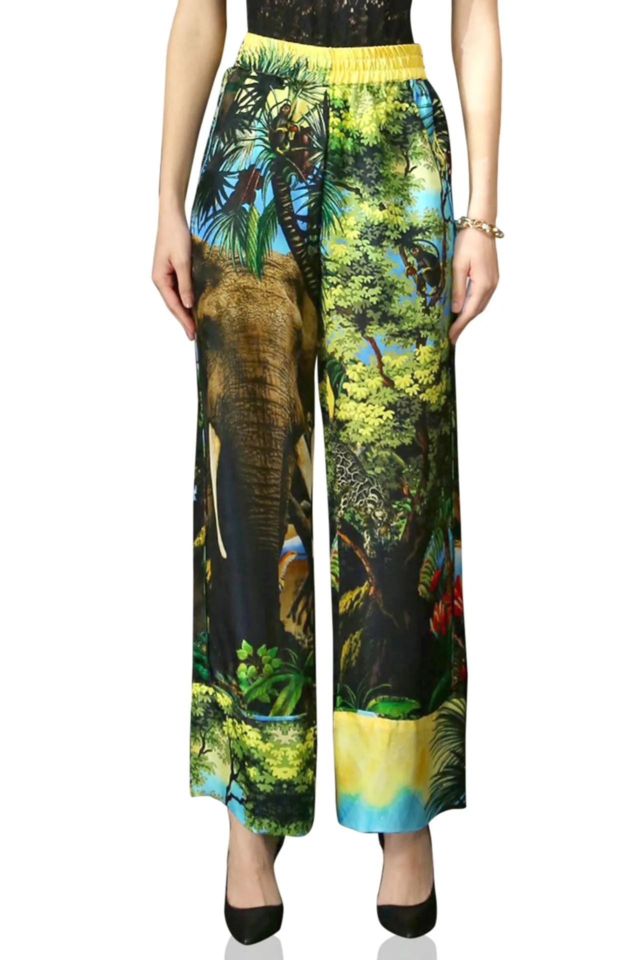Silk Pants In Jungle Print