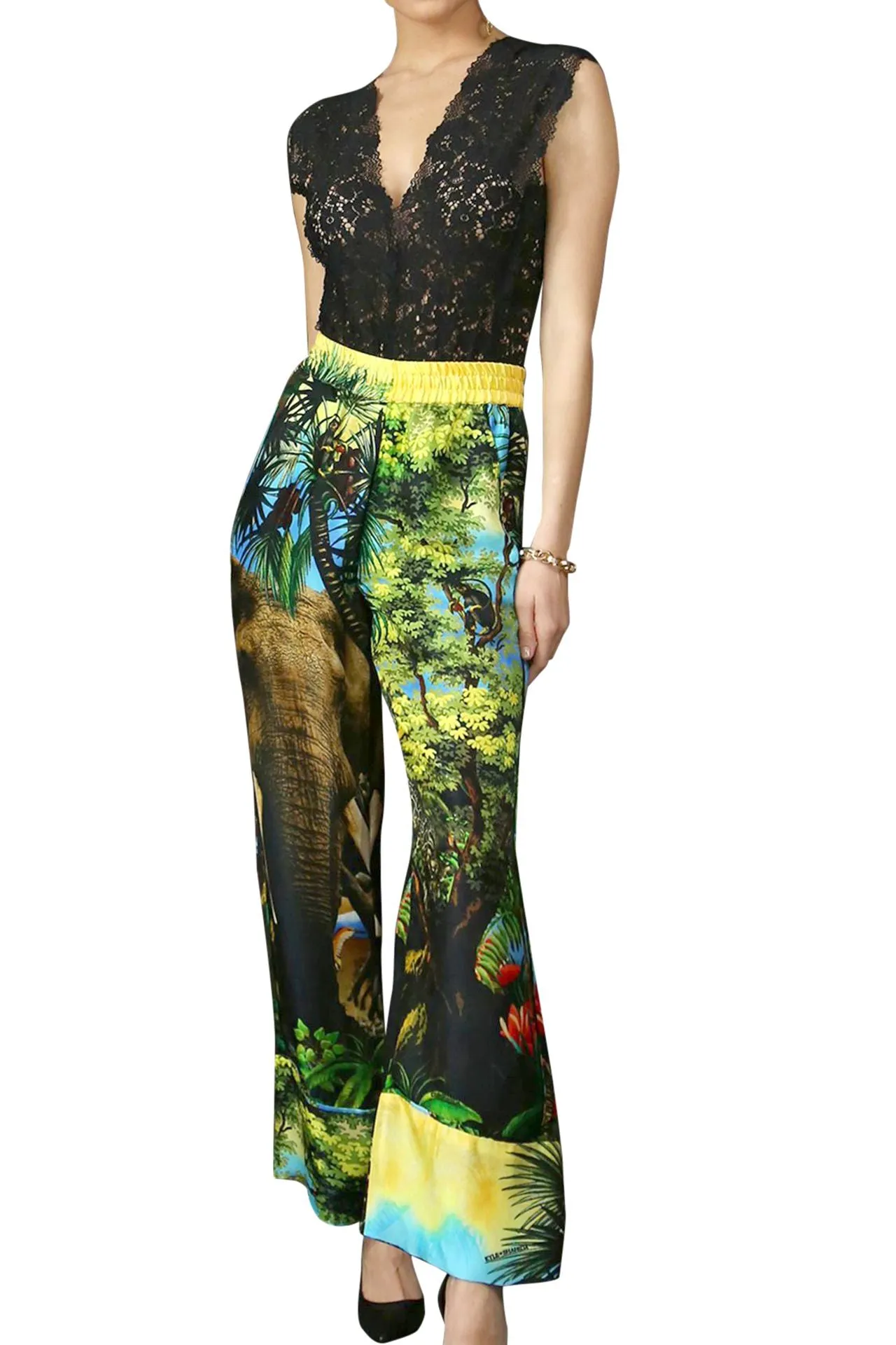 Silk Pants In Jungle Print