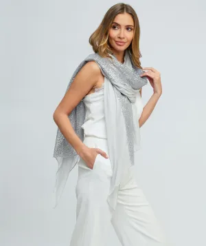 Silver Embellished and Oversized Occasion Scarf