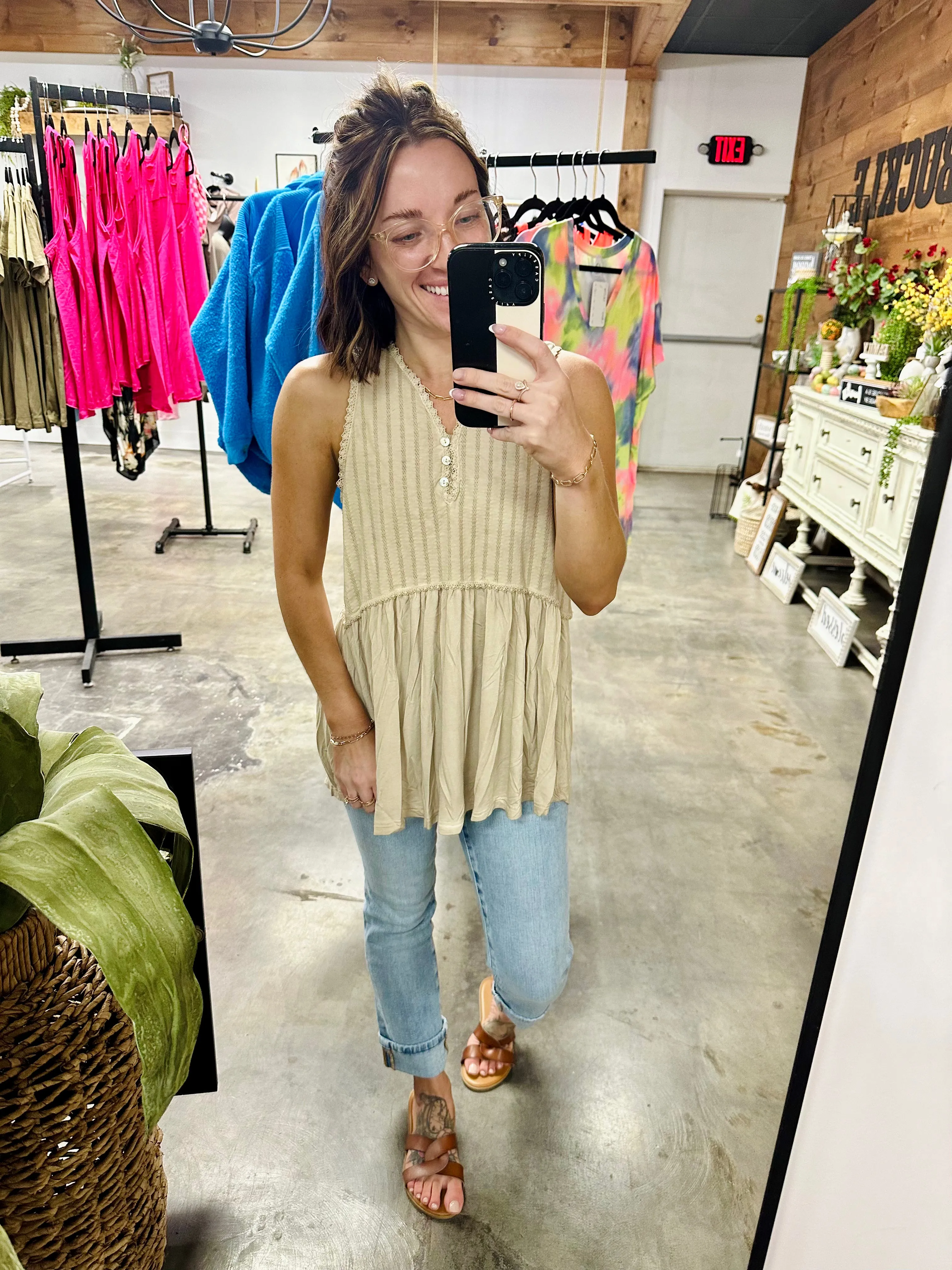 Simple But Unique Babydoll Knit Tank Top