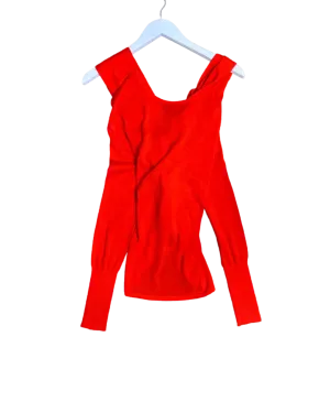Size 6 | Dion Lee Line II Red Crossover Long Sleeve Knit Top