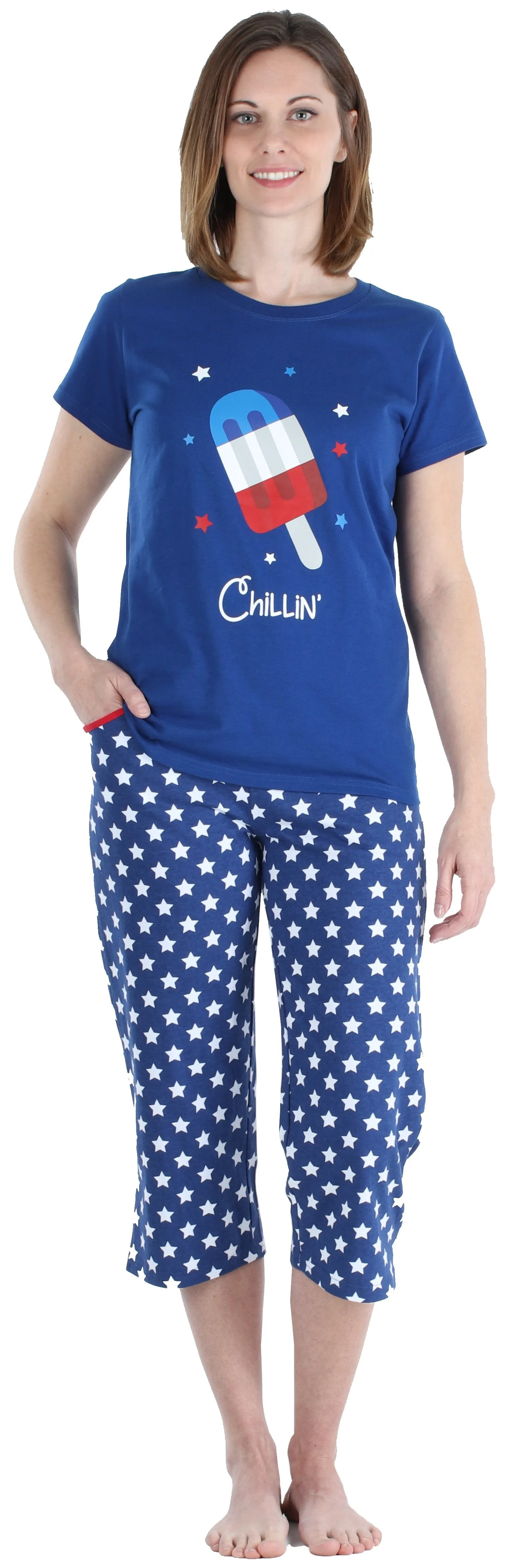 SleepytimePjs Family Matching Cotton Red, White, and Blue Pajama Set