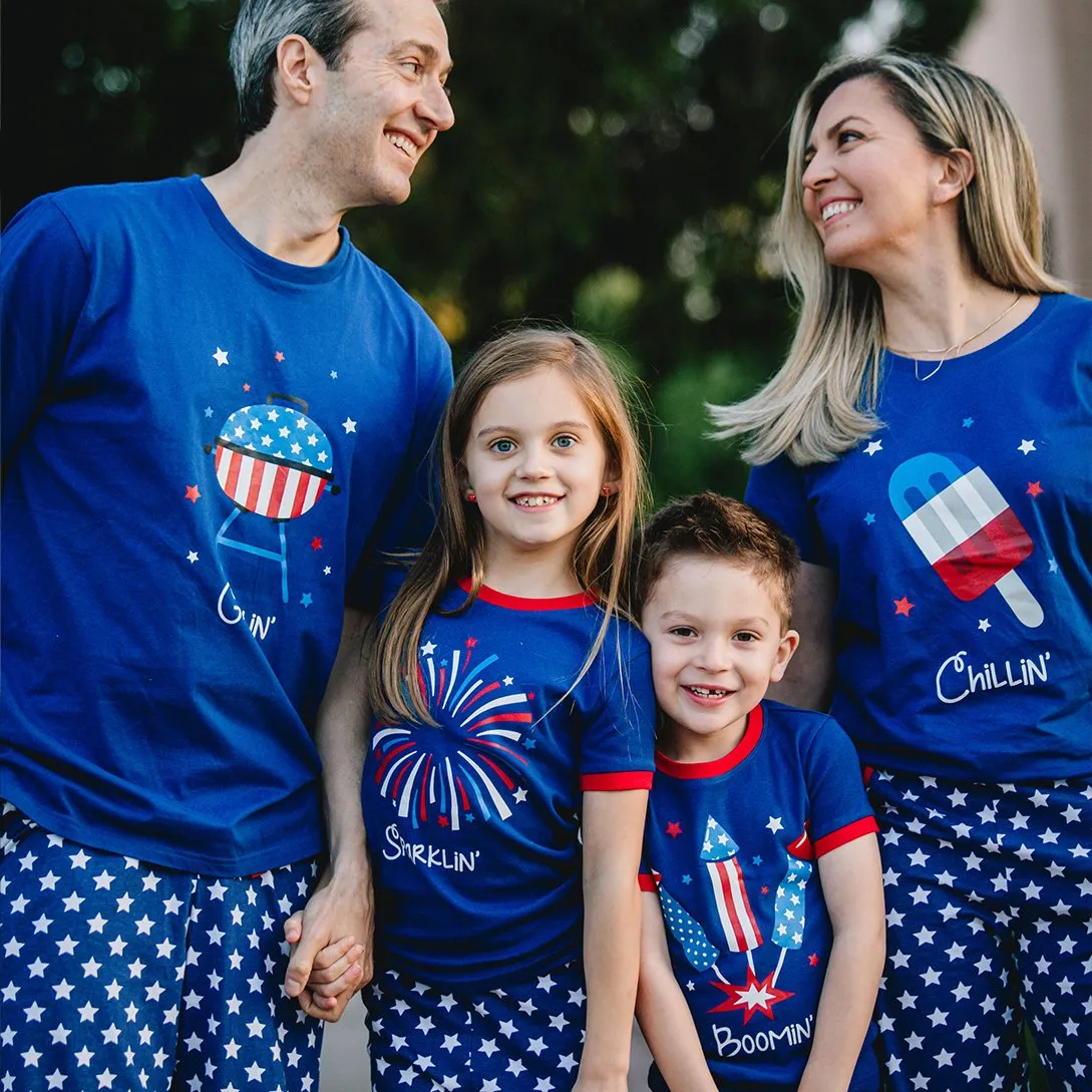SleepytimePjs Family Matching Cotton Red, White, and Blue Pajama Set