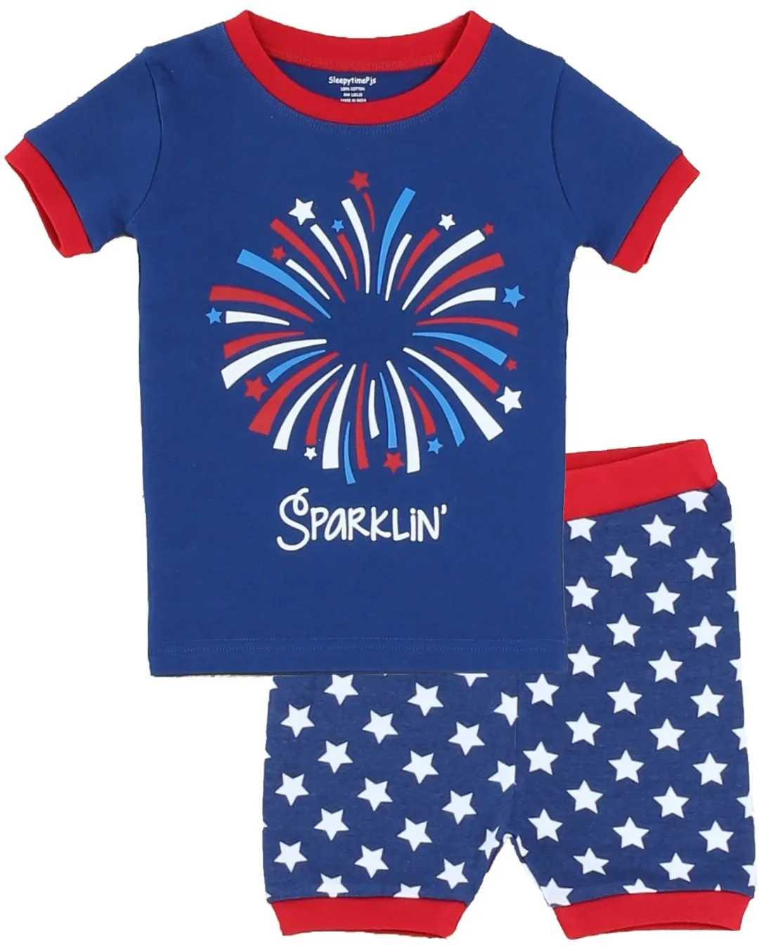 SleepytimePjs Family Matching Cotton Red, White, and Blue Pajama Set