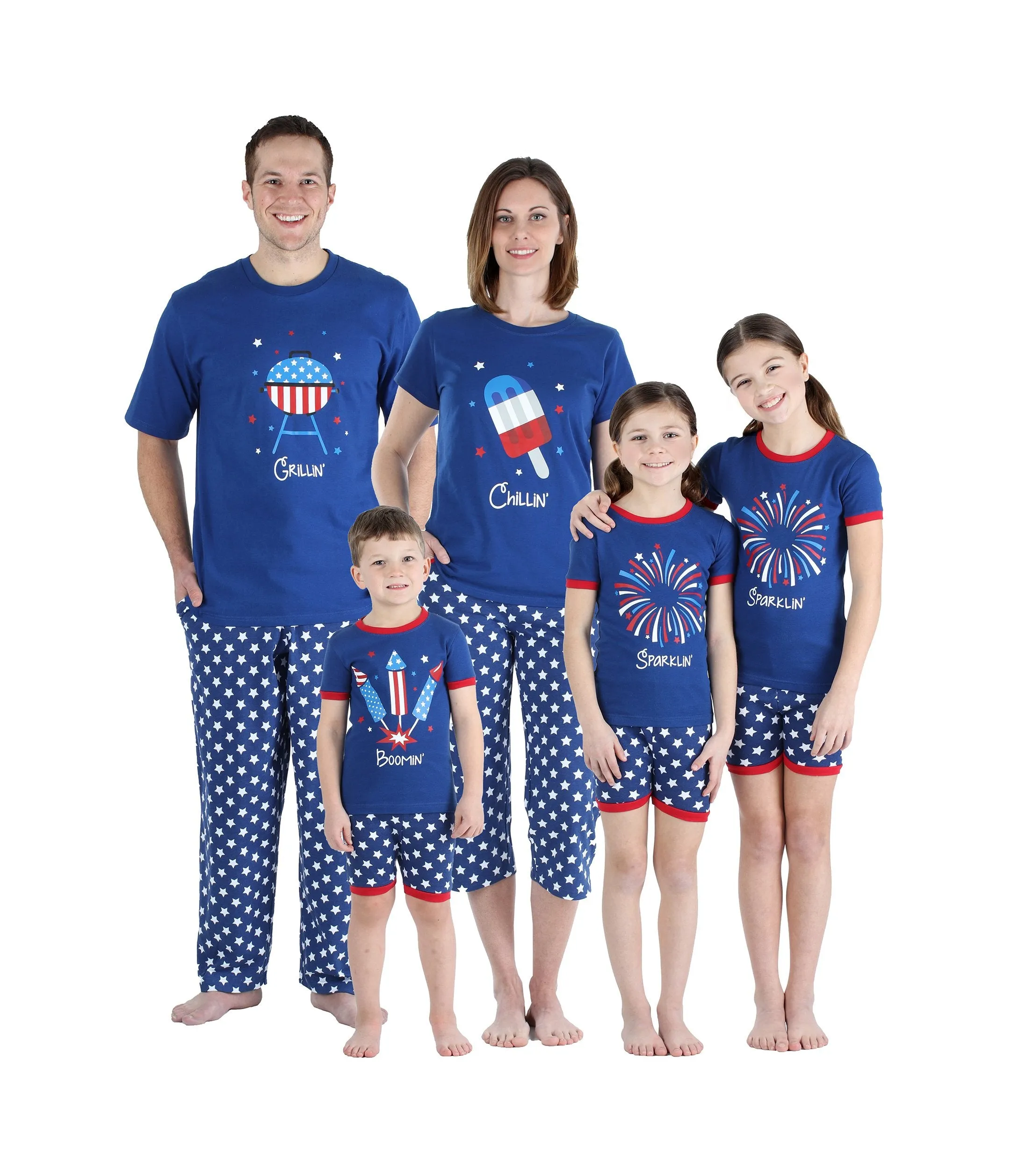 SleepytimePjs Family Matching Cotton Red, White, and Blue Pajama Set