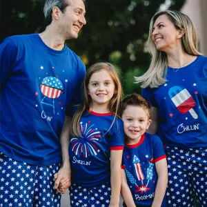 SleepytimePjs Family Matching Cotton Red, White, and Blue Pajama Set