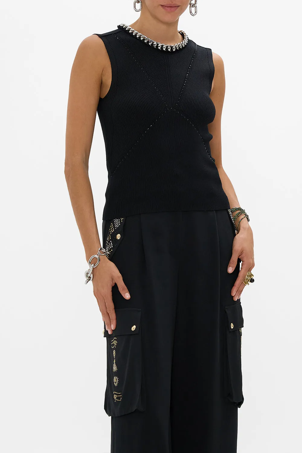 SLEEVELESS KNIT TANK TOP CARTOUCHE KINGDOM