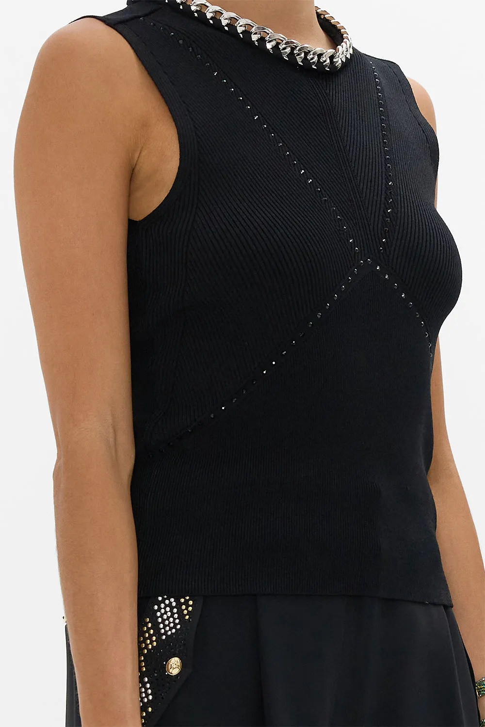 SLEEVELESS KNIT TANK TOP CARTOUCHE KINGDOM