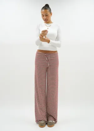 Soft striped pants crème/burgundy (tall)