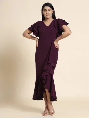 solid bodycon wine dress