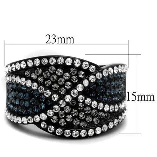 Stainless Steel Ring Top GRD Crystal Montana TK2357 for Women Style BlackIon
