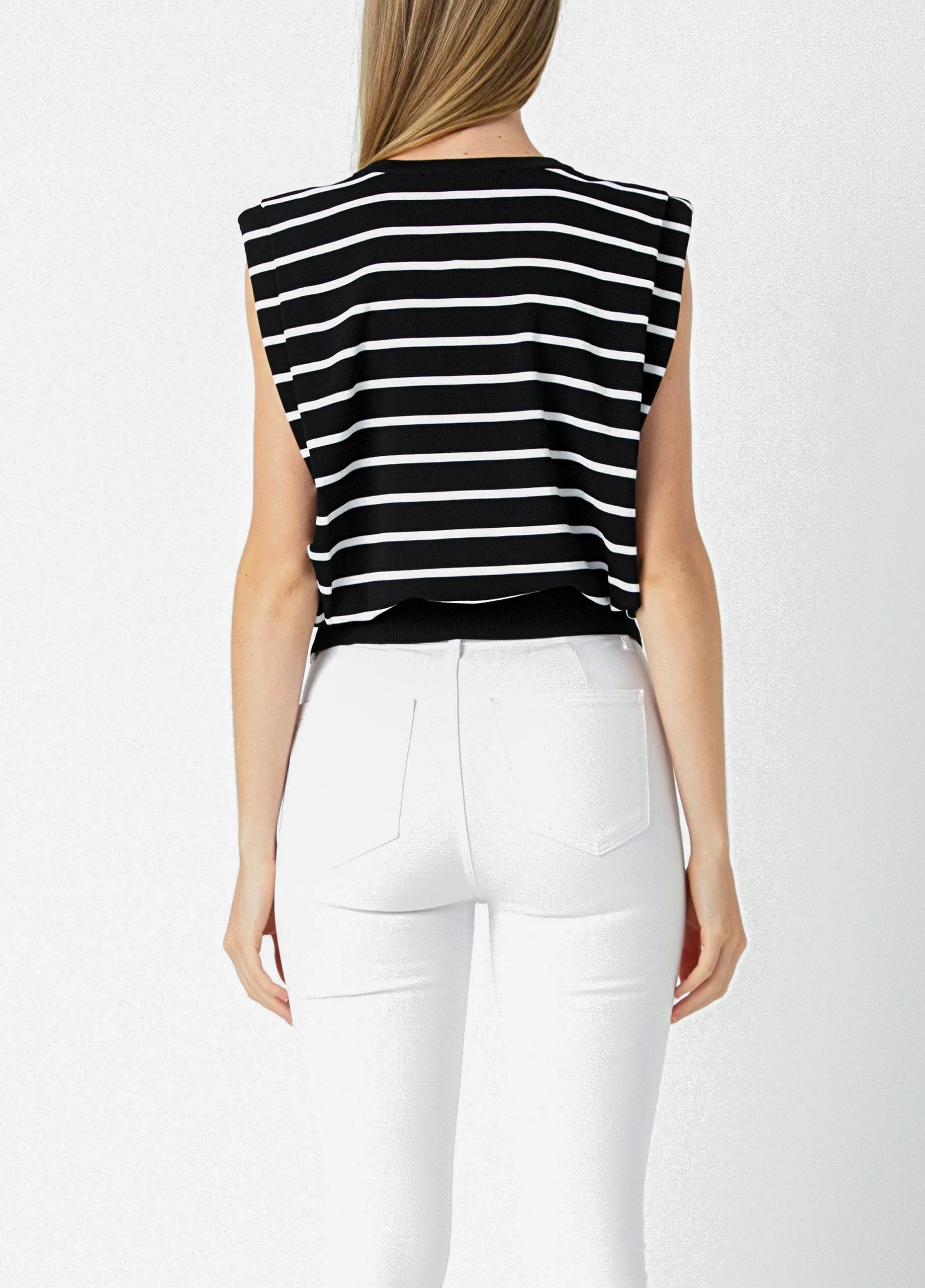 Stripe Sleeveless Knit Top
