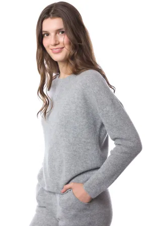 Sustainable Cashmere Waffle Knit Sweatshirt - Heather Grey
