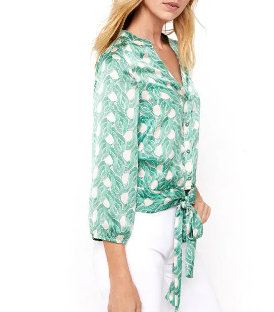 Sustainable Printed Blouse Top Green