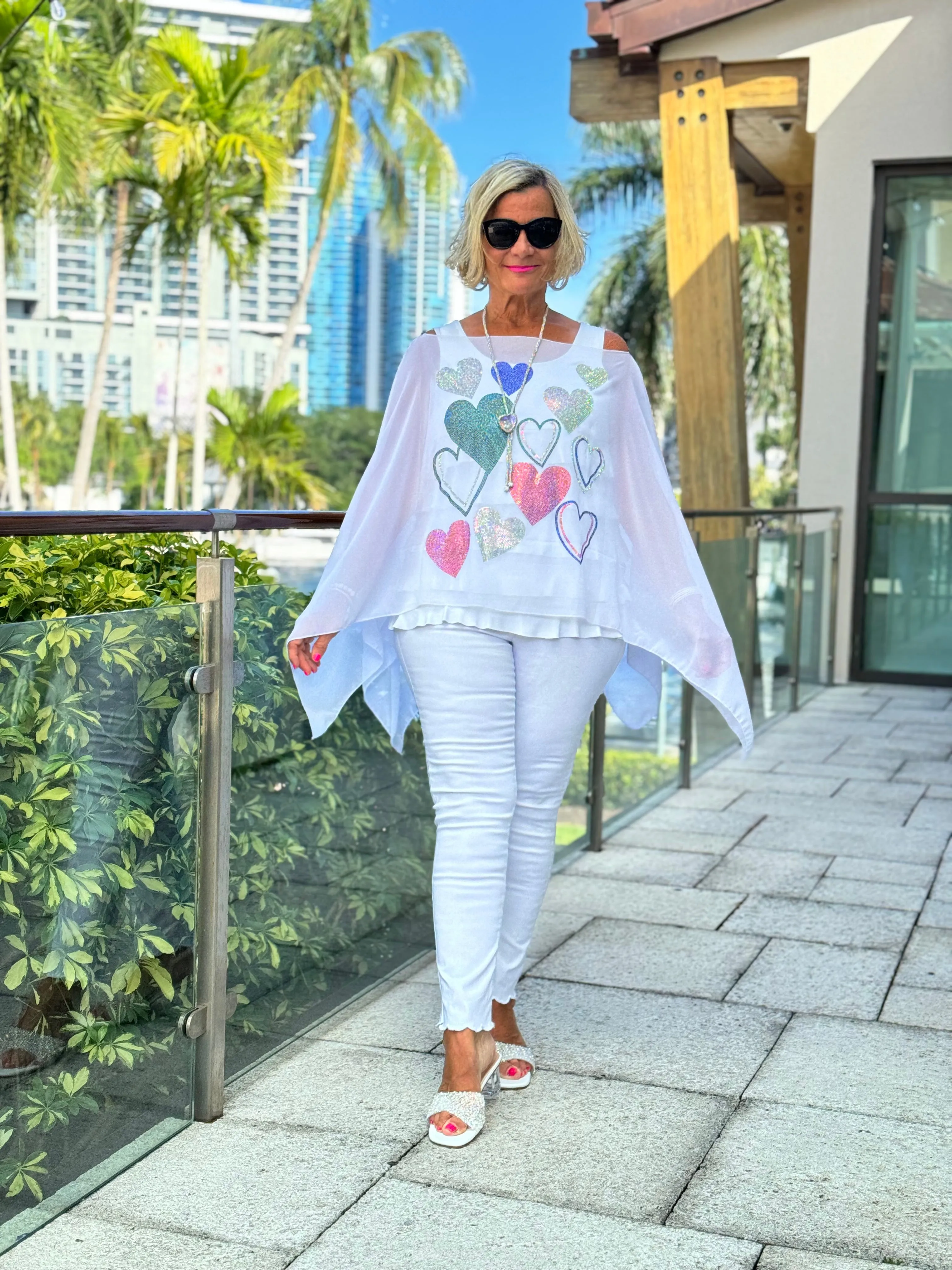 SWAROVSKI CRYSTAL WHITE HEART TOP