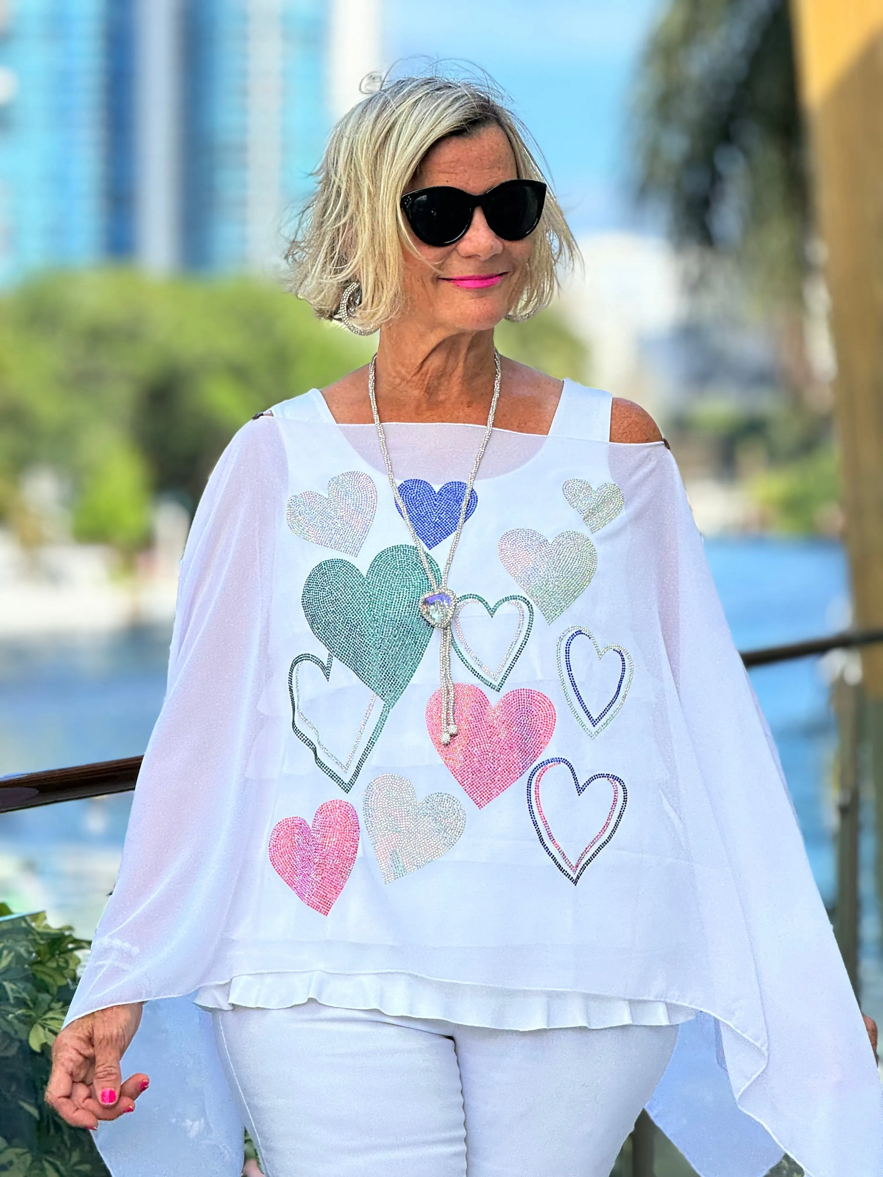 SWAROVSKI CRYSTAL WHITE HEART TOP