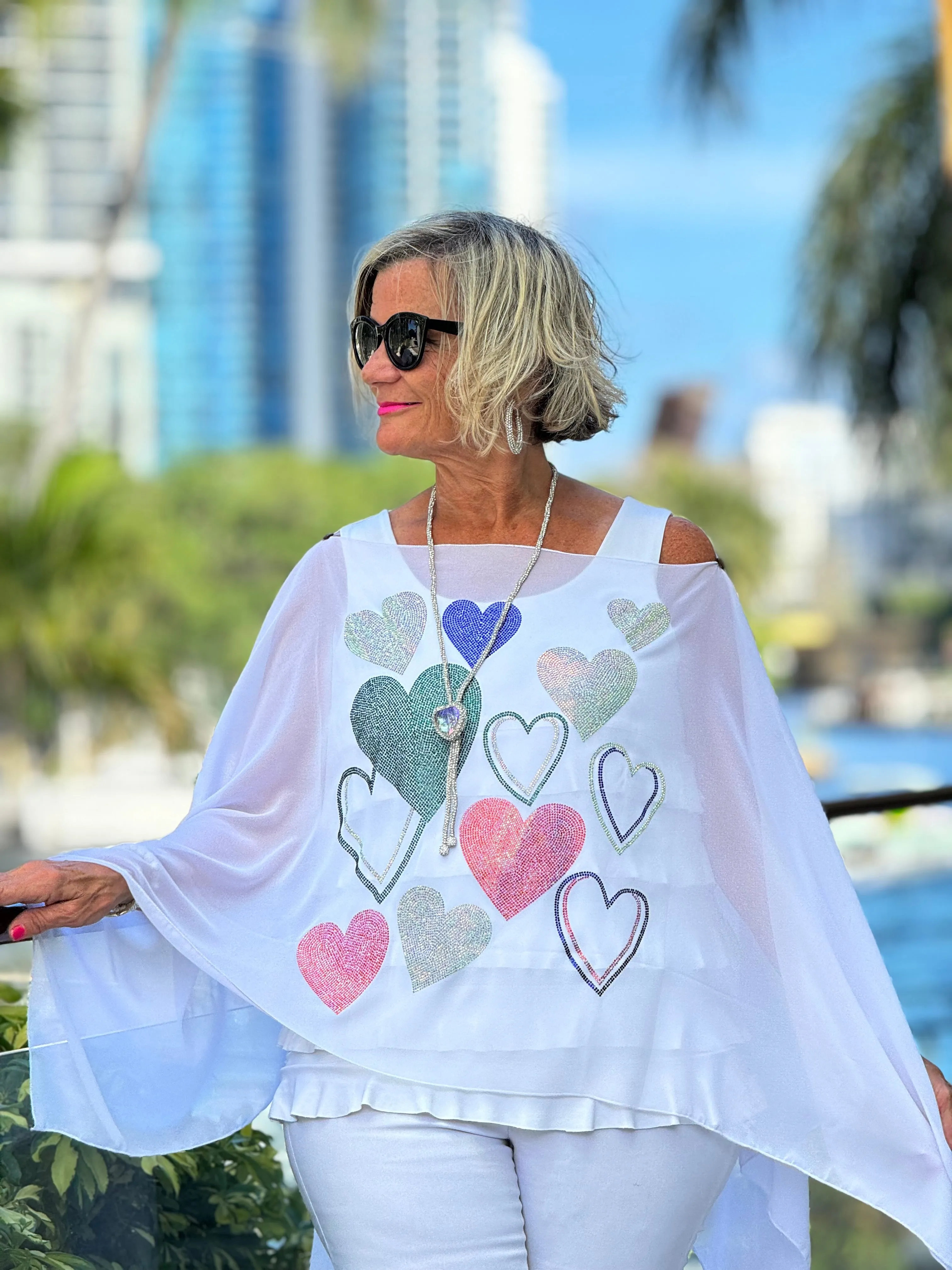 SWAROVSKI CRYSTAL WHITE HEART TOP