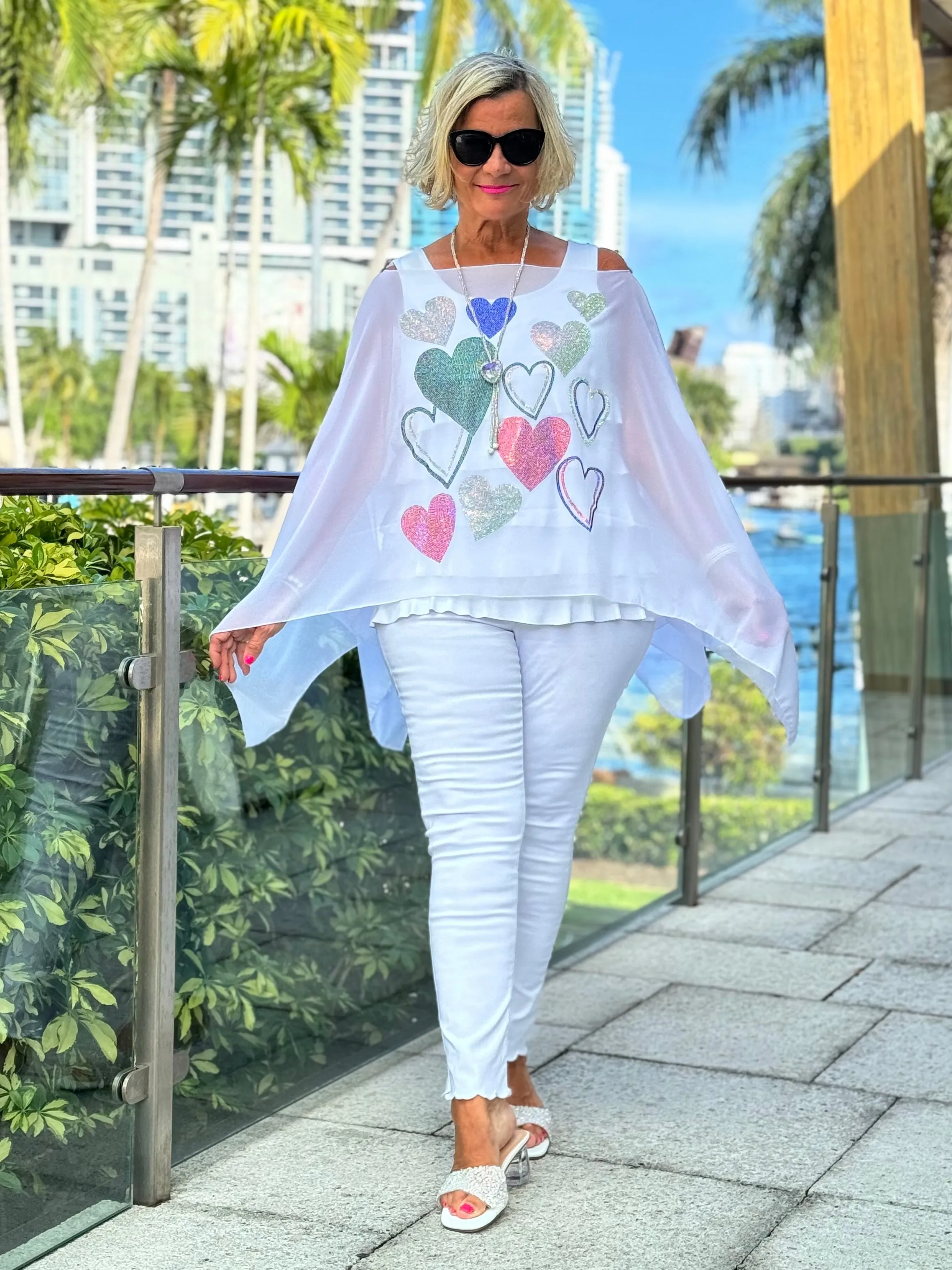 SWAROVSKI CRYSTAL WHITE HEART TOP