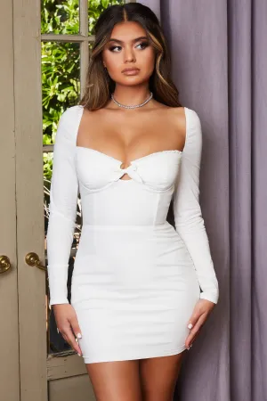 Sweet Like Honey Underwired Long Sleeve Mini Dress in White