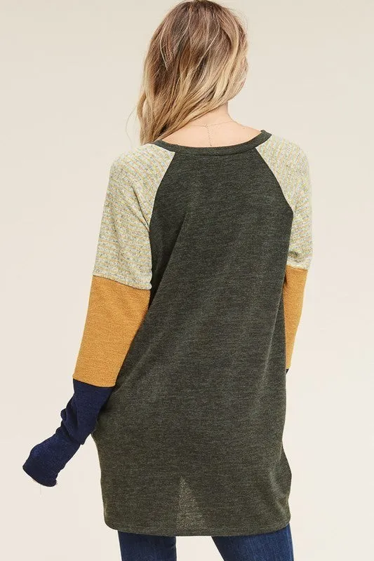 Tamera Twist front Sweater Top With Thumb Holes S-XL