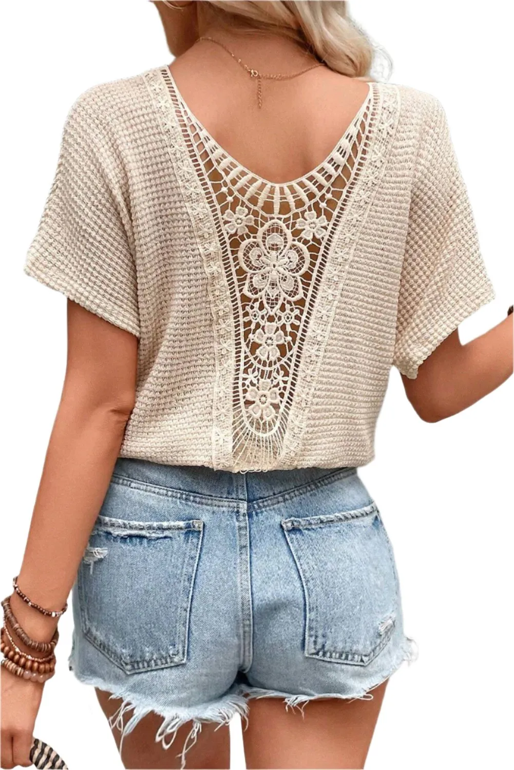 TEEK - Beige Round Neck Short Sleeve T-Shirt
