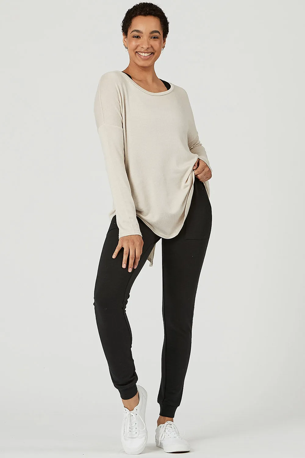 Tencel Split Back sweater knit Amelia Top