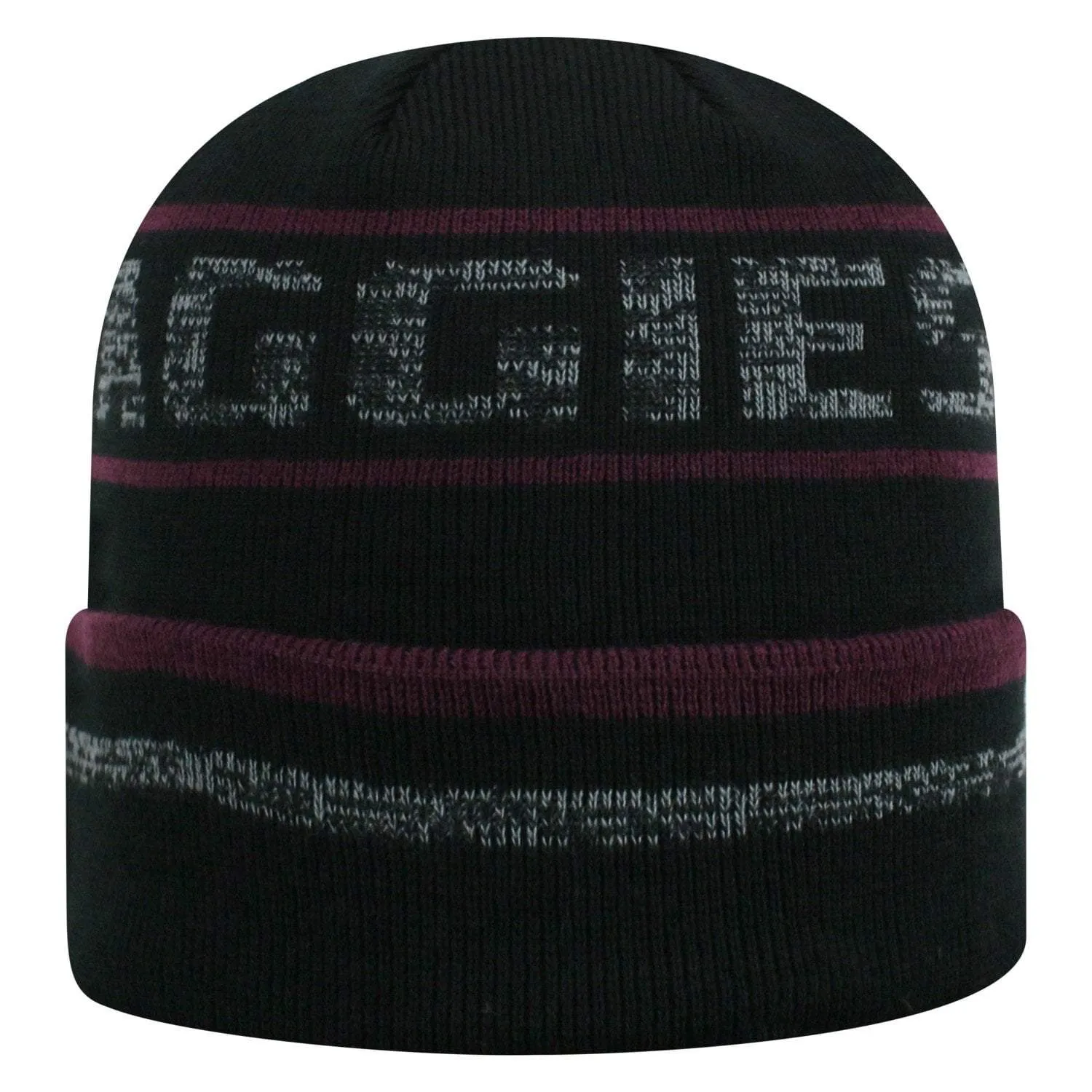 Texas A&M Aggies TOW Black Striped "Effect" Style Cuffed Knit Beanie Cap