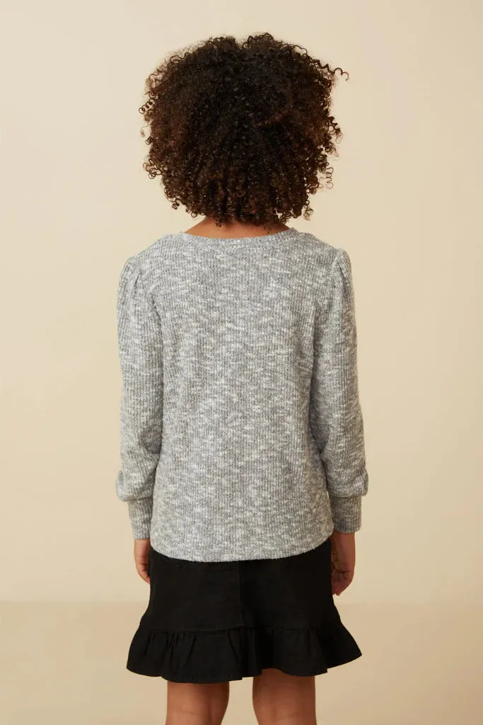 Textured Speckled Ribbed Knit Top