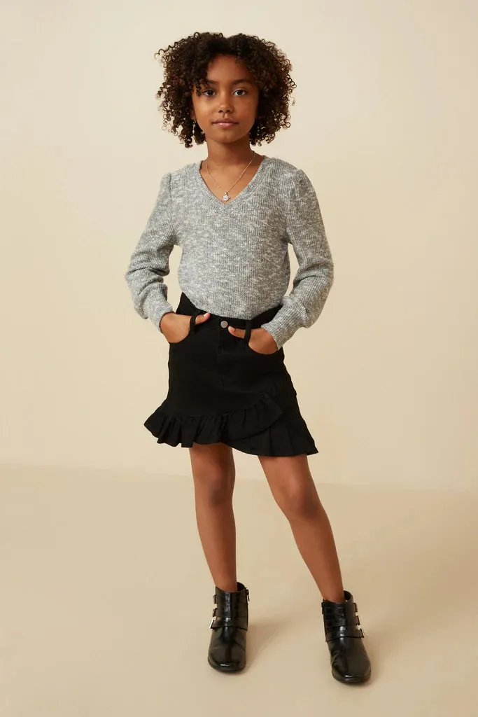 Textured Speckled Ribbed Knit Top