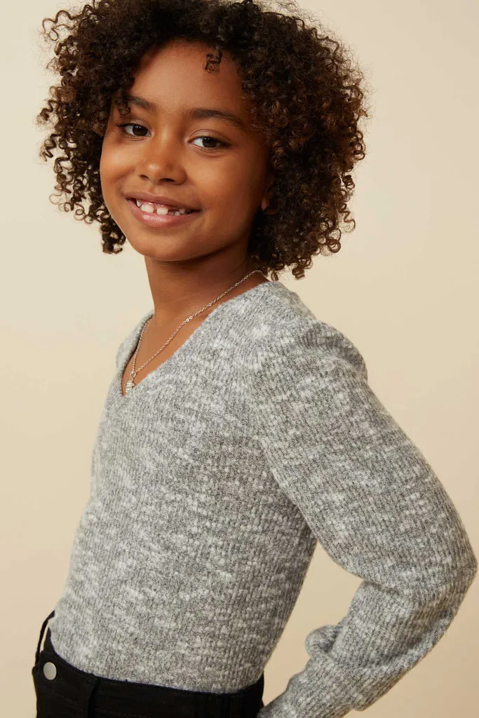 Textured Speckled Ribbed Knit Top