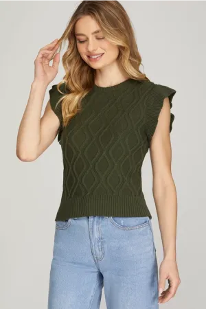 The Cable Knit Ruffle Sweater