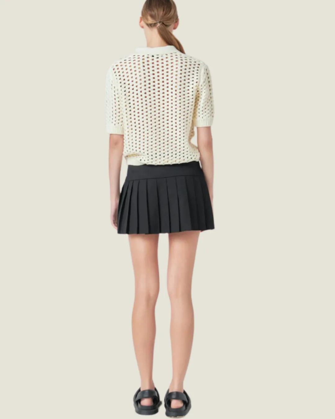 The Jessica: Cream Knit Short Sleeve Top
