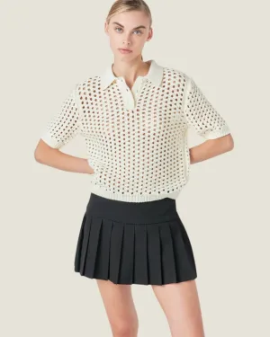 The Jessica: Cream Knit Short Sleeve Top