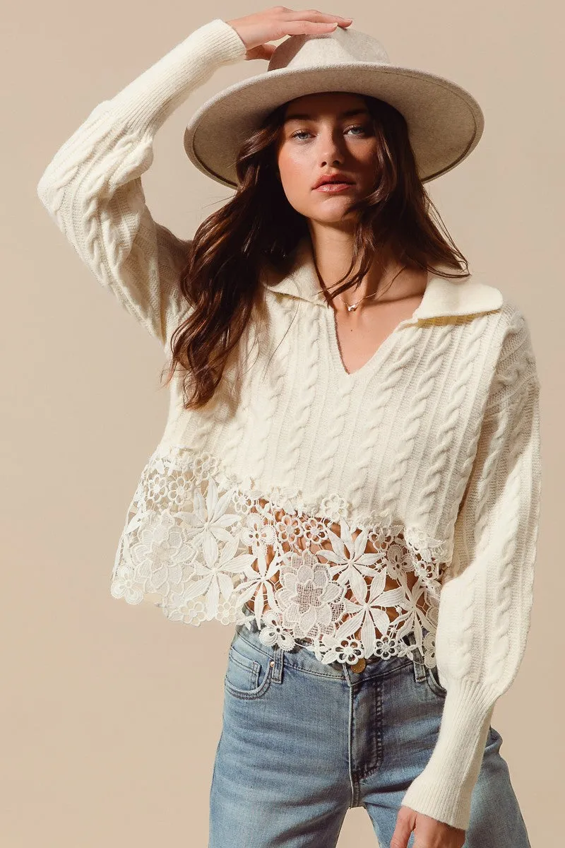 The ‘Nina Cable Knit Lace Top’
