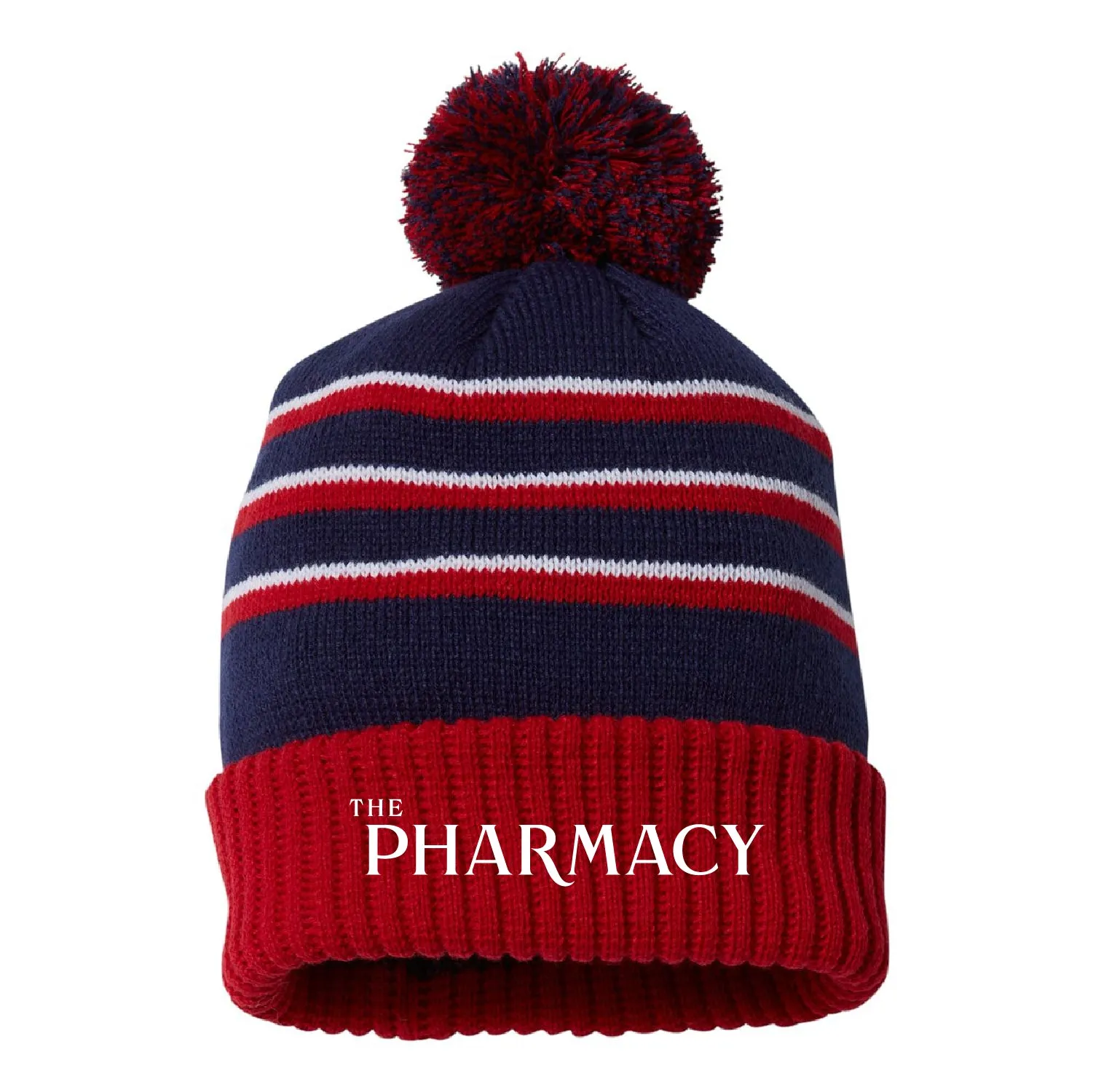 The Pharmacy Stripe Pom Cuffed Beanie