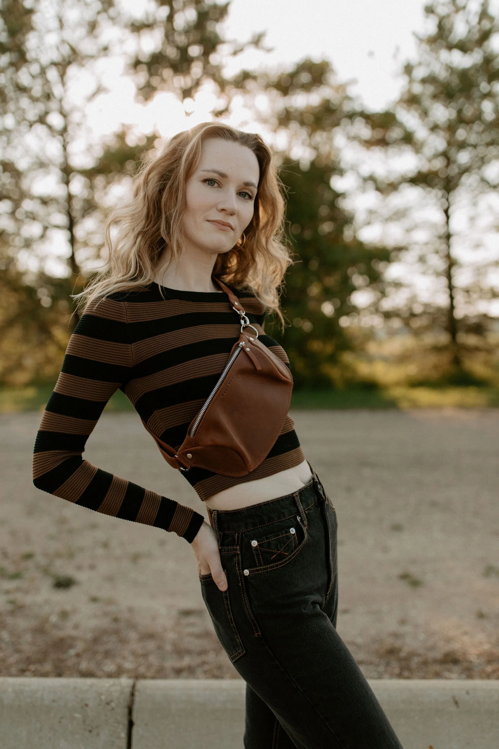 The Shaper Fit Striped Rib Long-Sleeve Top - Chocolate