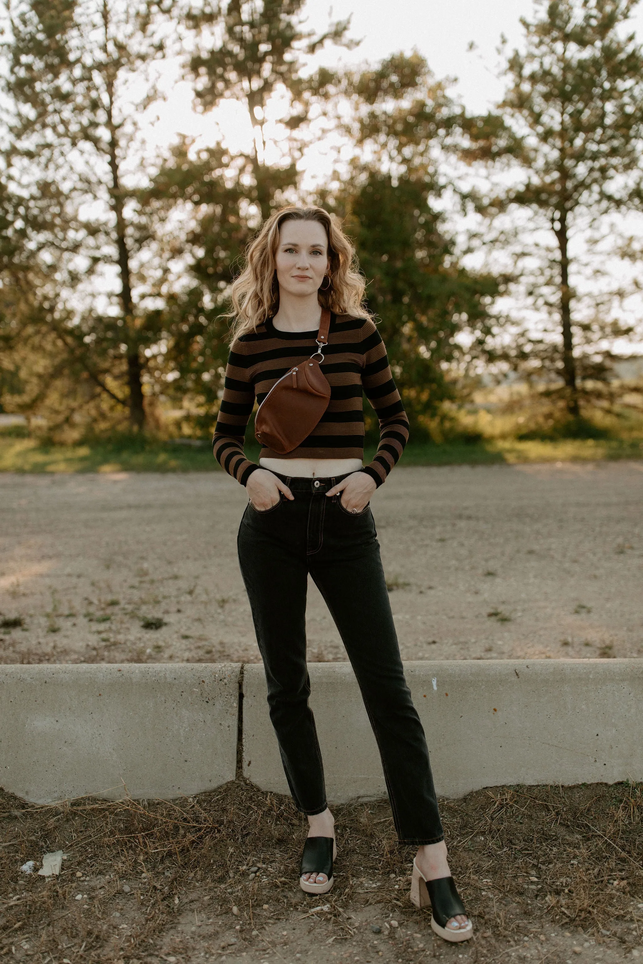 The Shaper Fit Striped Rib Long-Sleeve Top - Chocolate