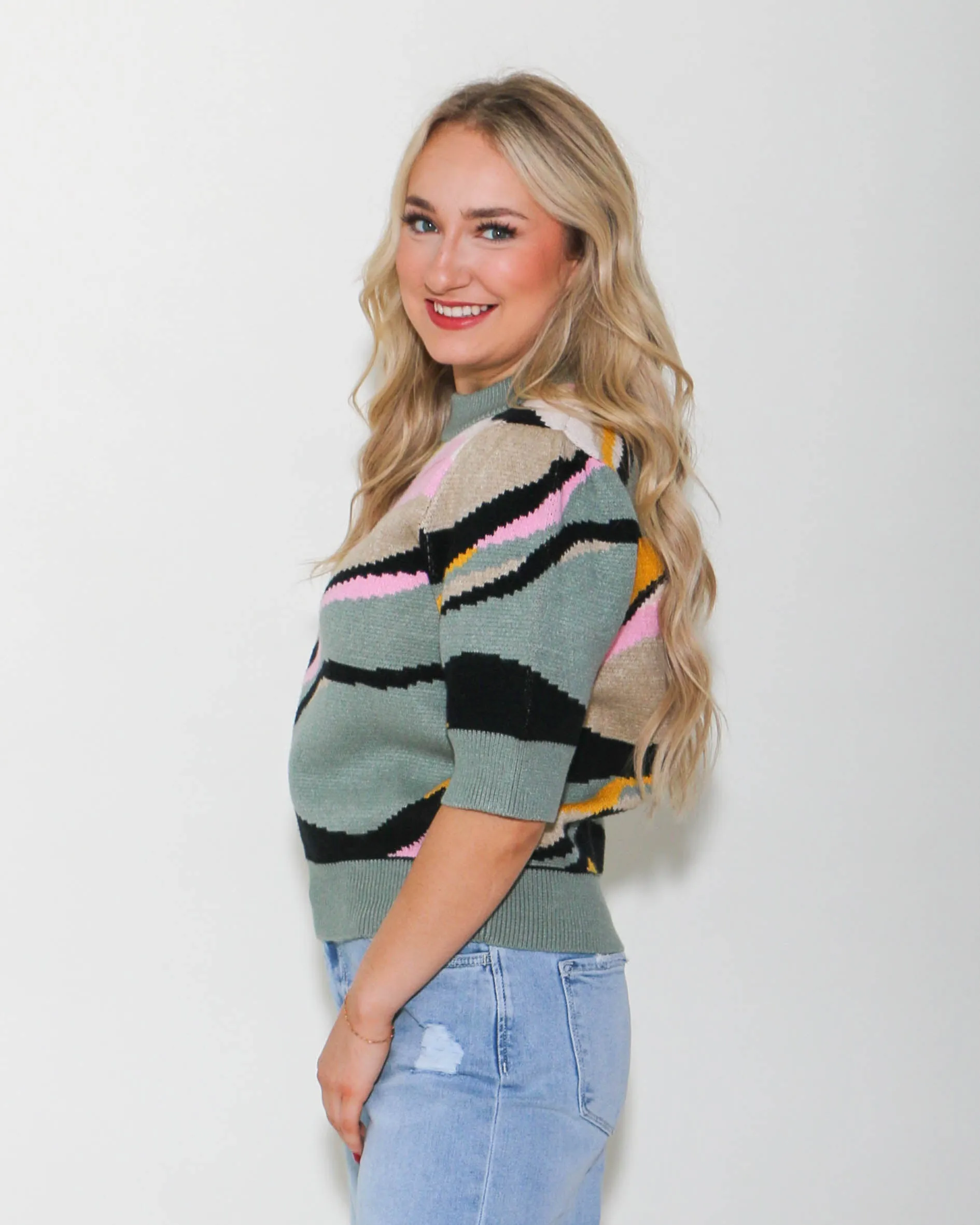 THML | Short Sleeve Pattern Knit Top