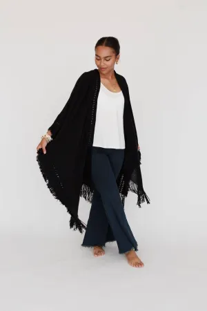 Three Bird Nest | Go With The Flow Ruana | Black: OS