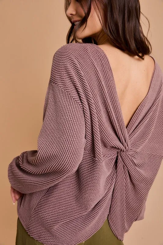 TIFFANY BACK TWIST DETAIL LONG SLEEVE TOP
