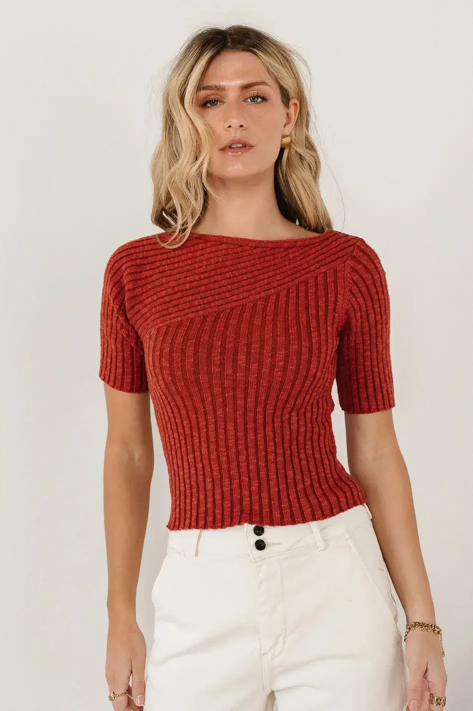 Toni Sweater Top in Brick - FINAL SALE