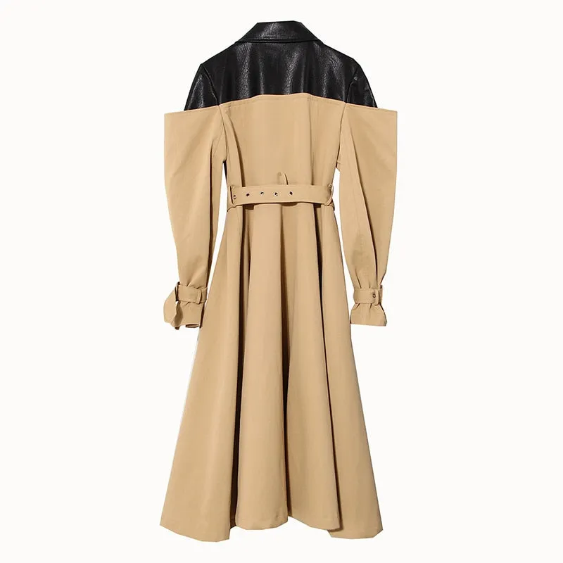 Trench Coat with Non-Removable Leather Jacket for UNUSUAL Winter