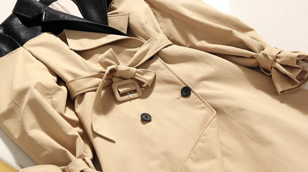 Trench Coat with Non-Removable Leather Jacket for UNUSUAL Winter