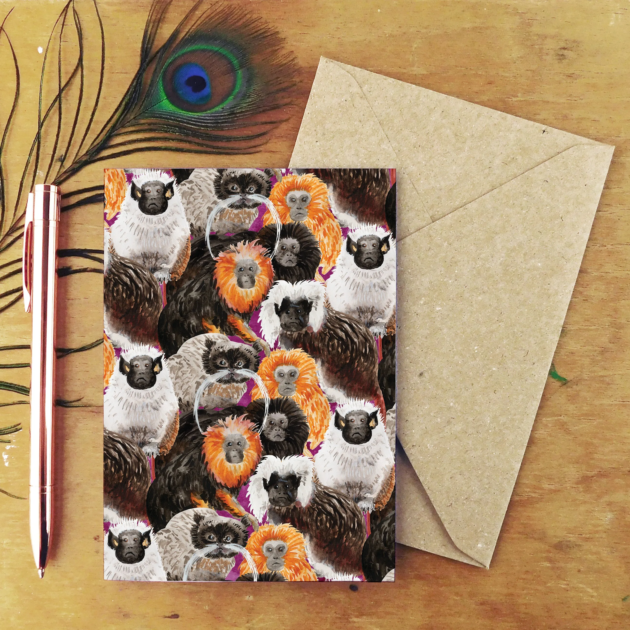 Troop of Tamarins Greetings Card