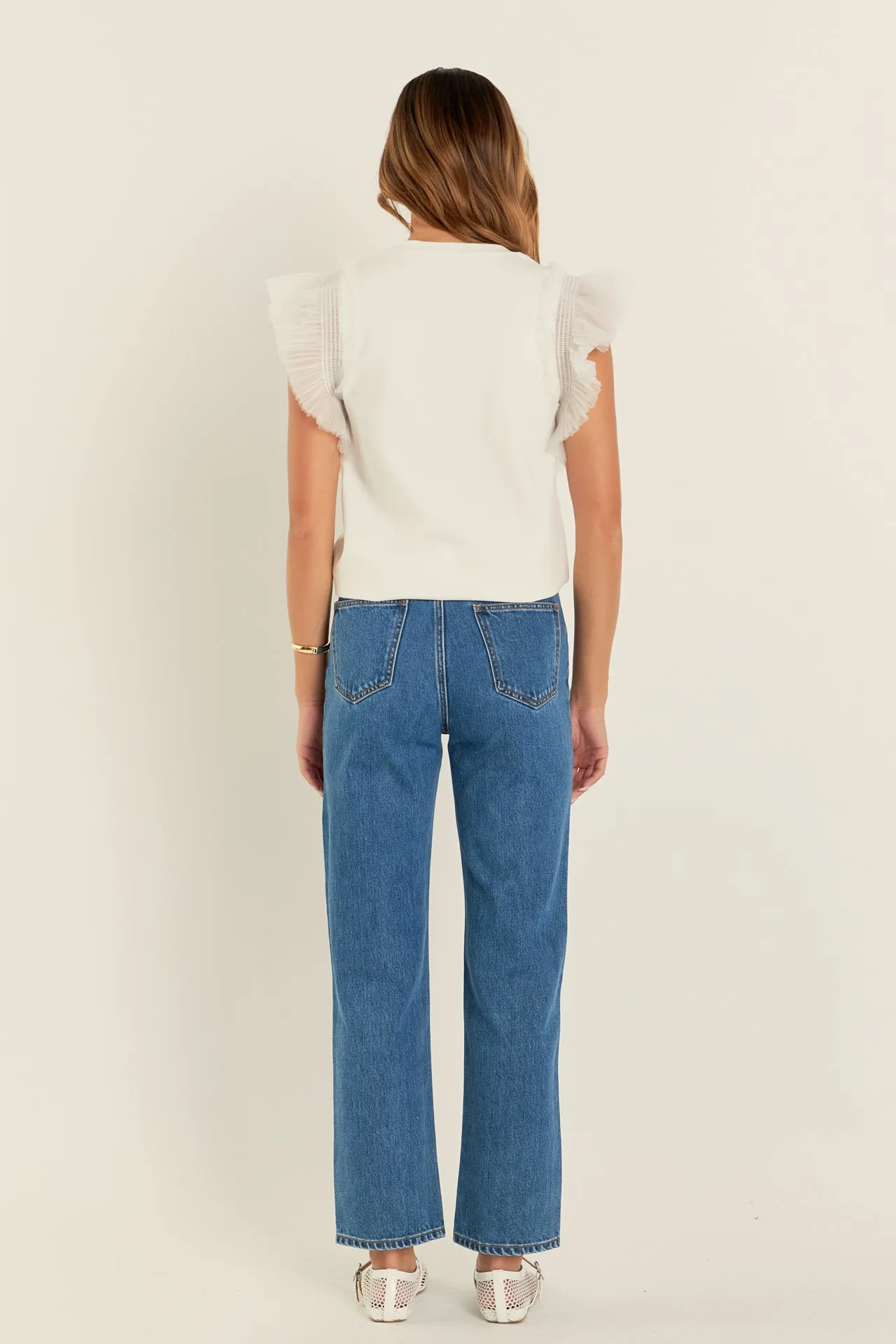 Tulle Ruffle Knit Top