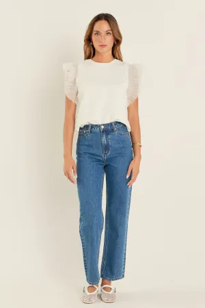 Tulle Ruffle Knit Top