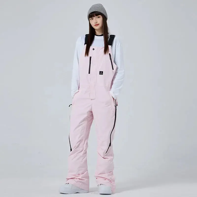 Unisex Thicken Snow Bibs Pants Outdoor Loose Sports Pants
